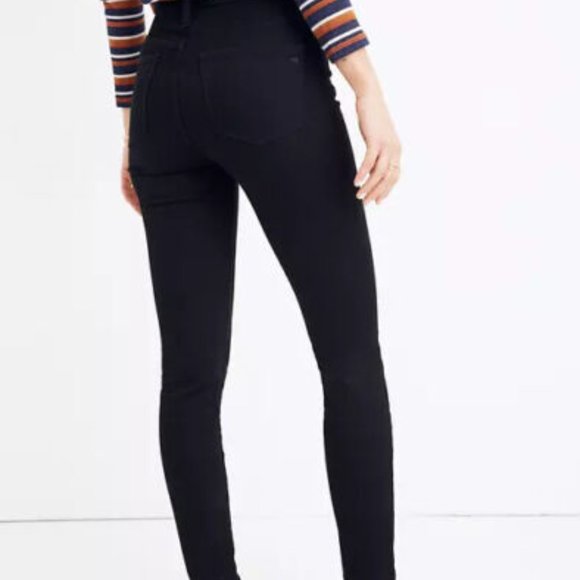 NWT Madewell 9" Mid-Rise Skinny Jeans in Black Frost Button Fly - Picture 2 of 5